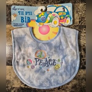 Tie Dye Groovy Hippy Peace Bib - Blue 100% Cotton NWT